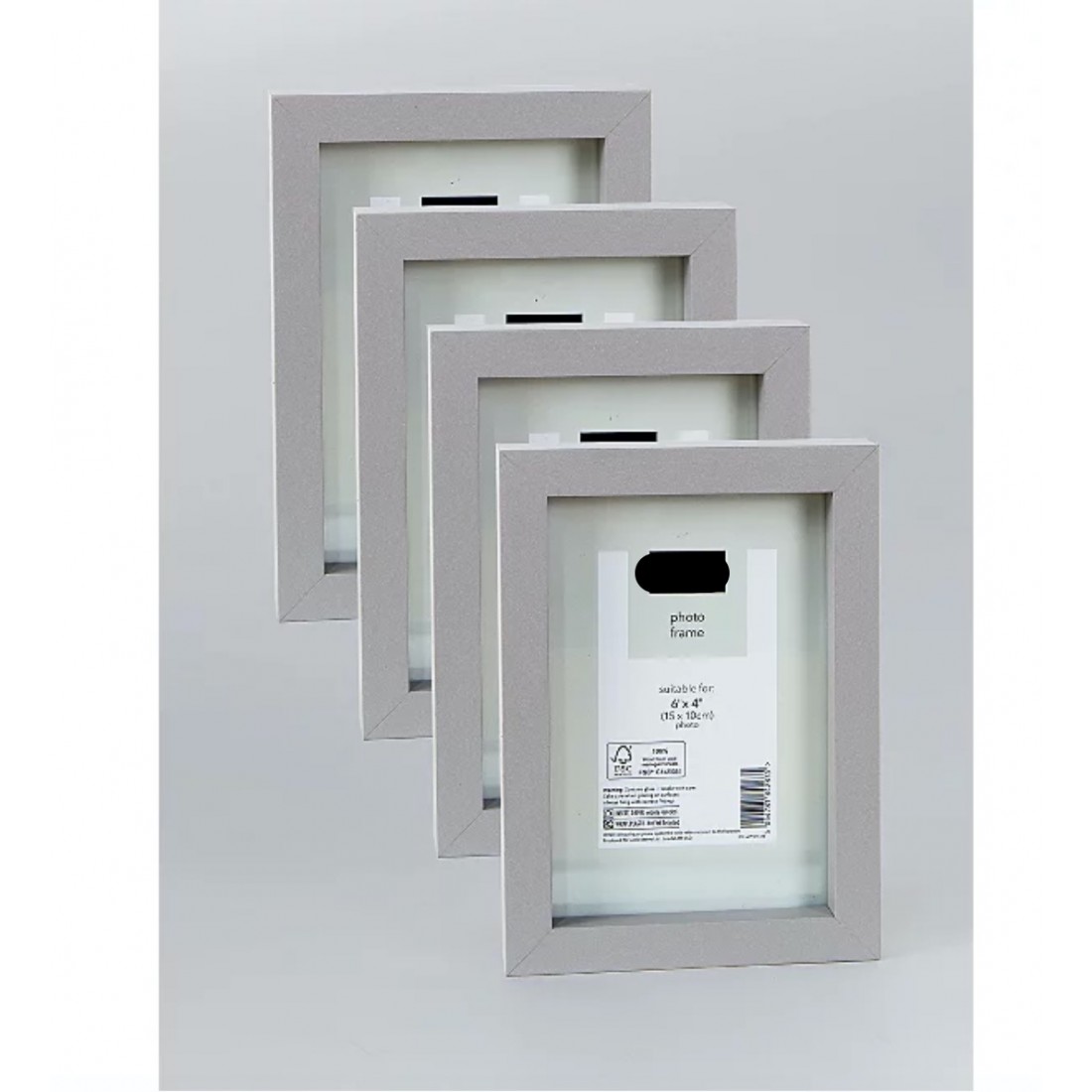 Grey Boxed Photo Frames 6x4inch 4 Pack